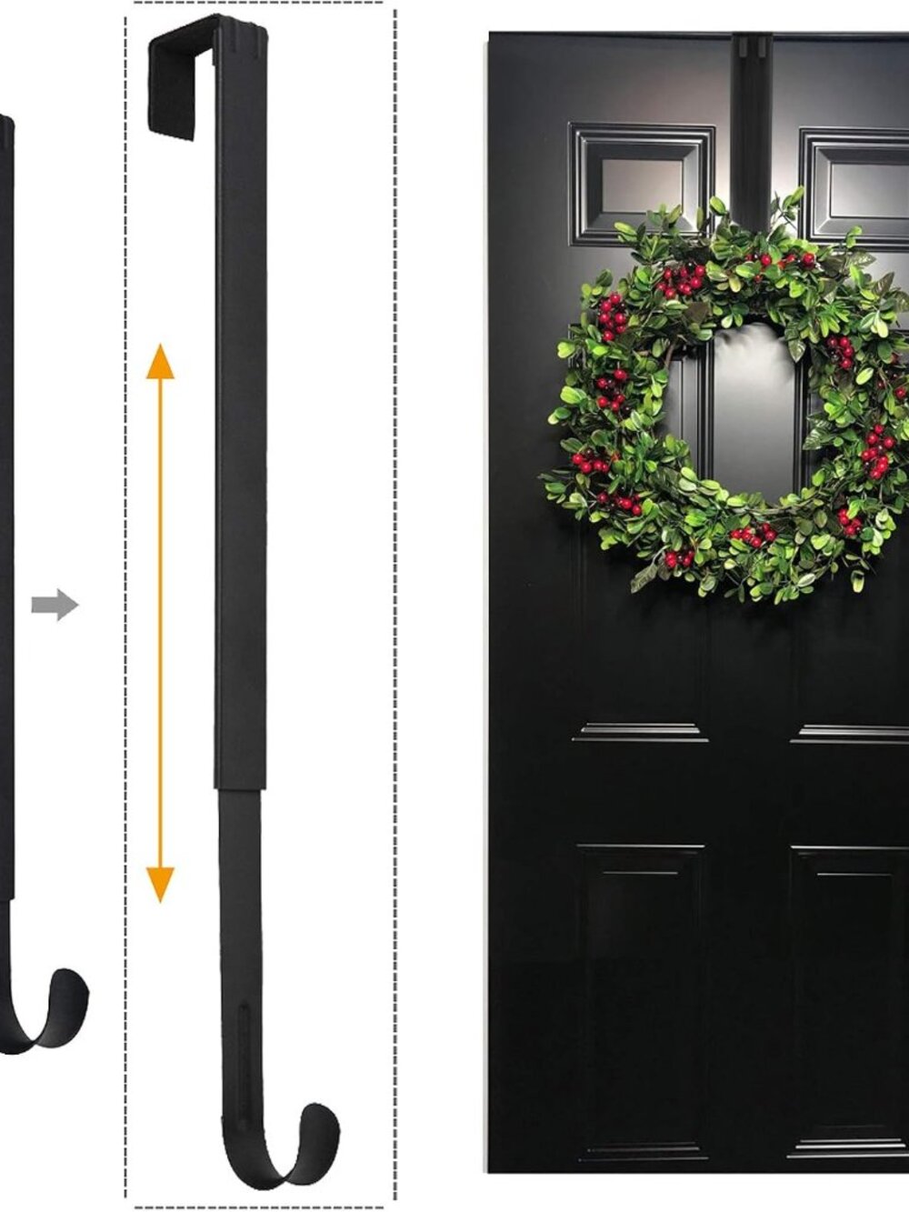 Wreath Hanger, Adjustable Over the Door Wreath Hanger